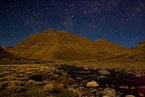 Nightime long exposure of the Zhong Chu river below Zutruphuk Monastery, Mount Kailash. Tibet. June 2010