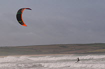 Kite surfer, Hayle Bay, Polzeath, Cornwall, UK, October 2012