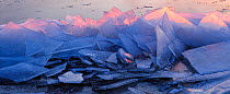 Ice sheets before sunrise in Estonia. December 2009.