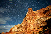 Elephant Canyon at night with star trails. The Needles District of Canyonlands National Park, Utah, October 2012.