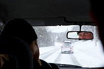 Lauri, guide, driving to the Riisitunturi National Park, Lapland, Finland