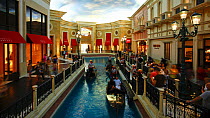 Timelapse of people boarding gondolas inside the Venetian Casino and Hotel, Las Vegas, Nevada, USA, 2011.
