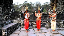 Traditional Apsara Dancers, The Bayon Temple, Angkor Wat, Siem Reap, Cambodia, 2011.