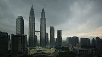 Timelapse of clouds swirling around the Petronas Twin Towers, Kuala Lumpur, Malaysia, 2011.