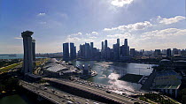 Timelapse of Singapore City Centre and Marina Bay, with descending camera, Singapore, 2011.