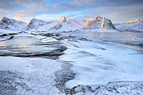 Landscape view of the beach at Devil's Jaw, Ersfjord, Senja, Norway, February 2013.