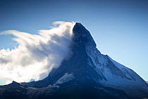Banner cloud formation around the summit of the Matterhorn (4,478m), Switzerland, September 2011.