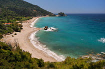 Overview of Potami beach near Karlovasi on the northeast coast of Samos. Eastern Sporades, Greece, July 2012.