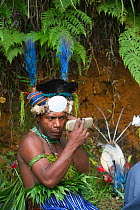 Performers preparing for a Sing-sing at Paiya Show Western Highlands, Papua New Guinea, August 2011