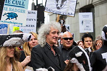 Rock star and activist Brian May leads marchers at anti badger cull march, London 1st June 2013.