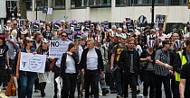 Group of demonstrators at anti badger cull march, London, 1st June 2013