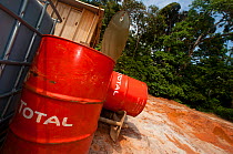 Infrastructure associated with oil extraction in Central African tropical rainforest - area cleared of forest to make way for petroleum industry. The town of Gamba was set up after Shell discovered oi...