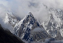 View of mountains from Concordia, the confluence between the Baltoro Glacier and the Godwin-Austen Glacier, Central Karakoram National Park, Pakistan, July 2007.