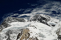 View looking up to the summit of Broad Peak (8,047m), Central Karakoram National Park, Pakistan, June 2007.