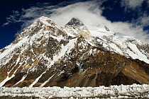Broad Peak (8,047m), with the Godwin-Austen Glacier in the foreground, Central Karakoram National Park, Pakistan, June 2007.