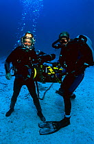 Presenter Mike De Gruy and Cameraman Bob Cranston on BBC filming assignment for 'Live From The Abyss' Cocos Island 2003