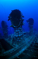 Engine room ventilator shafts of oil tanker 'Seiko Maru'. Sunk in Chuuk Lagoon 17/18th February 1944, Chuuk Lagoon, Pacific