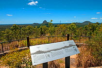 Information sign, Glasshouse Mountains National Park - a park spread out over a number of small areas, each with its own volcanic remnant cone or 'mountain', Queensland, Australia, Novmeber 2009