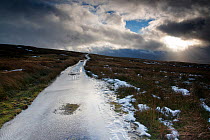 The Pennine Way in icy conditions, near the Tan Hill Inn, Richmond, Yorkshire, winter