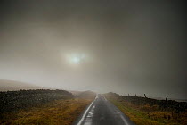 A foggy scene on the road to the Tan Hill Inn, Richmond, Yorkshire, June 2012