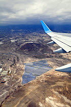 Photovoltaic power station seen from an aeroplane, Tenerife, Canary Islands, Spain, April 2012.