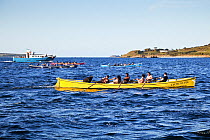 Gig race into St Mary's, Scilly Isles, Cornwall, England, May 2012.