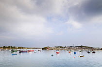 Hugh Town and St. Mary's Harbour, Isles of Scilly, Cornwall, England, UK, May 2012.