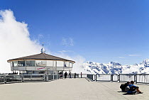 Viewing platform on the summit of the Schilthorn (2,970m), Bernese Oberland, Switzerland, June 2012.