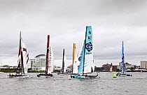Catamaran's taking part in the Extreme 40 catamaran racing series in Cardiff Bay, Cardiff, Wales, UK, September 2012.