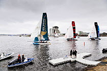 Catamarans taking part in the Extreme 40 catamaran racing series in Cardiff Bay, Cardiff, Wales, UK, September 2012.