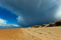 Holkham Bay National Nature Reserve in stormy weather, Norfolk UK, April 2013