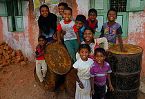 Children outside house, Pulicat Lake, Tamil Nadu, India, January 2013.