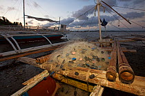 Bangka boat and net, Jao Island, Danajon Bank, Central Visayas, Philippines, April 2013