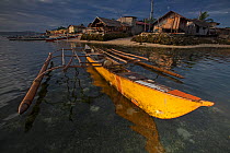 Bangka boat and houses, Bilang Bilangang Island, Danajon Bank, Central Visayas, Philippines, April 2013