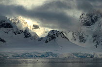 Mountains and glaciers at Wilhelmina Bay, Gerlache Strait. Antarctic Peninsula, Antarctica