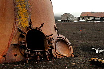 Oil tanks from an old whaling station, Deception Island, Antarctica.