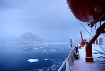 Antarctic peninsula seen from aboard an Antarctic cruise liner 'MV Ushuaia' Antarctica lifeboat, Antarctica