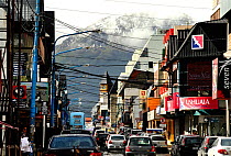 Busy street in the city centre of Ushuaia, Tierra del Fuego, Argentina