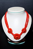 Necklace made from Mediterranean red coral (Corallium rubrum)  Vulnerable (IUCN), Village of Komisa, Vis Island, Croatia, Adriatic Sea, Mediterranean
