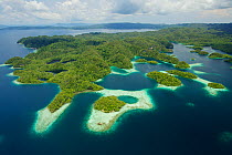 Gam Island, NW Peninsula with marine lakes visible. Raja Ampat Islands, West Papua, Indonesia. October 2 010