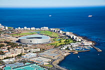 Aerial photograph showing Cape Town Stadium, Atlantic Ocean, South Africa, Western Cape Province, March 2010