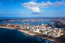 Aerial photograph of Durban Harbour and beach, KwaZulu-Natal Province, Breakwater, South Africa, May 2010