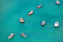 Aerial photograph of fishing boats near Struisbaai, Western Cape Province, Indian Ocean, South Africa, August 2010