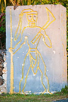 Carving of warrior in concrete, Lifou, Loyalty Islands Province, New Caledonia