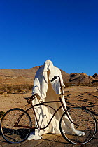 Charles Albert Szukalski's sculpture 'Ghost Rider' (1984) in Rhyolite, a ghost town in the desert, Nevada, USA, November 2012.