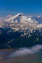 Volcano Mount Iliamna, aerial photo, Lake Clark National Park, Alaska, USA, June.
