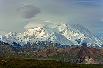 Mount McKinley and Mount Denali with lenticular clouds, Denali National Park, Alaska, July 2012.