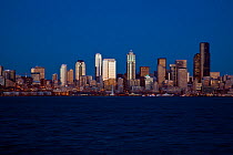 Seattle city skyline as seen from West Seattle, Washington, USA. February 2013.