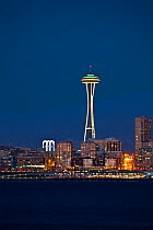 The Space Needle in the Seattle CXenter as seen from West Seattle, Washington, USA. February 2013.