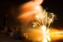 Firework in Arles over the Rhone, Camargue, France, July 2012.